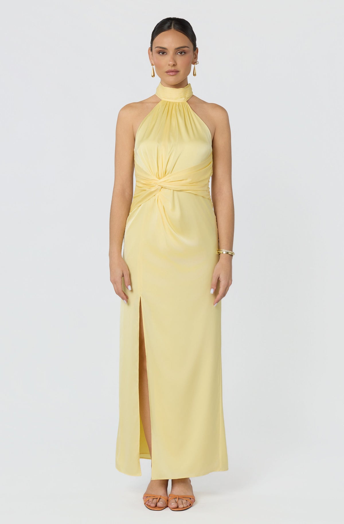 Aspen Twist Front Halter Maxi Dress
