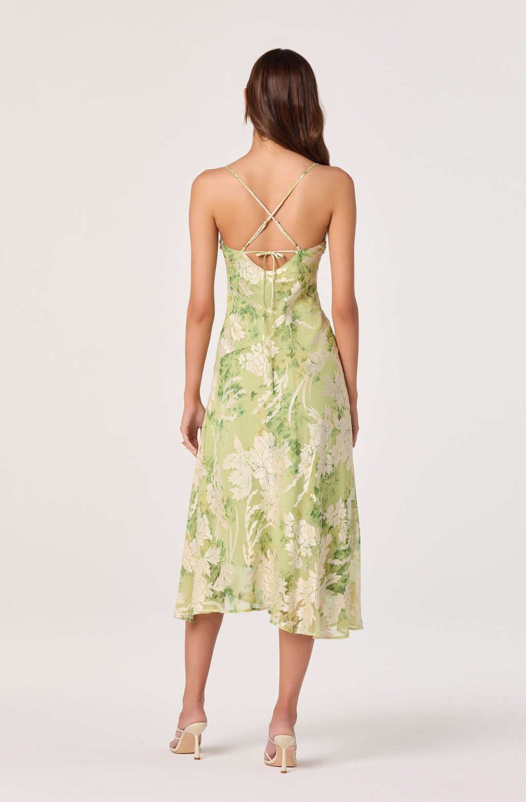Gaia Burnout Velvet Cowl Midi Dress
