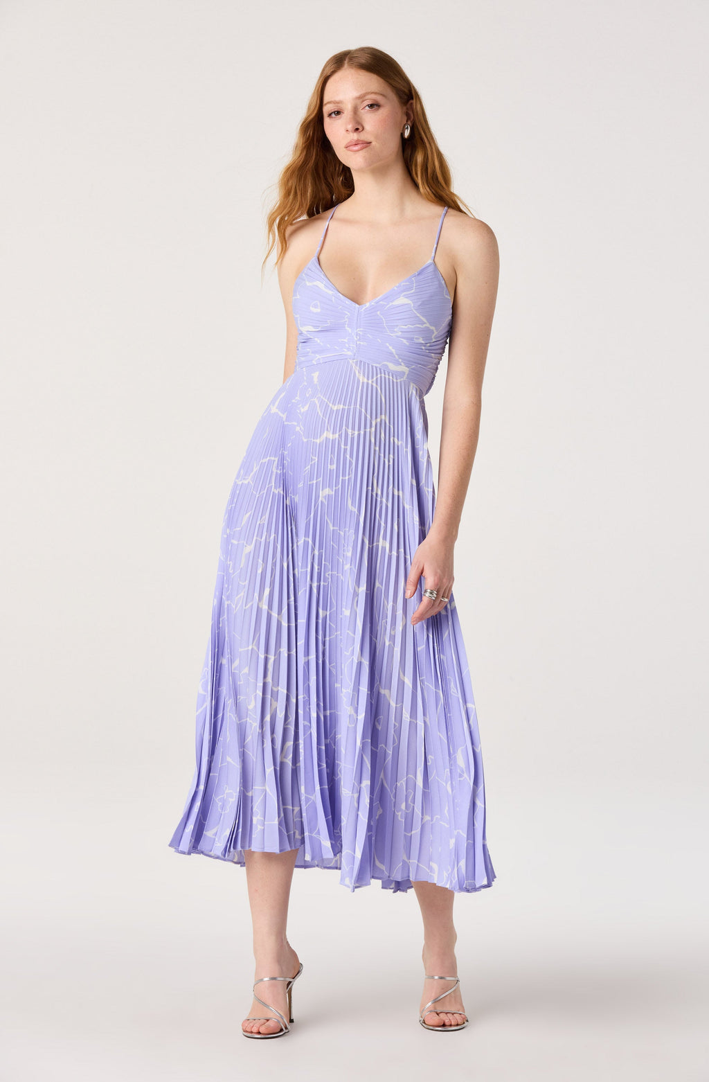 Blythe Floral Plisse Midi Dress- Merge Resort