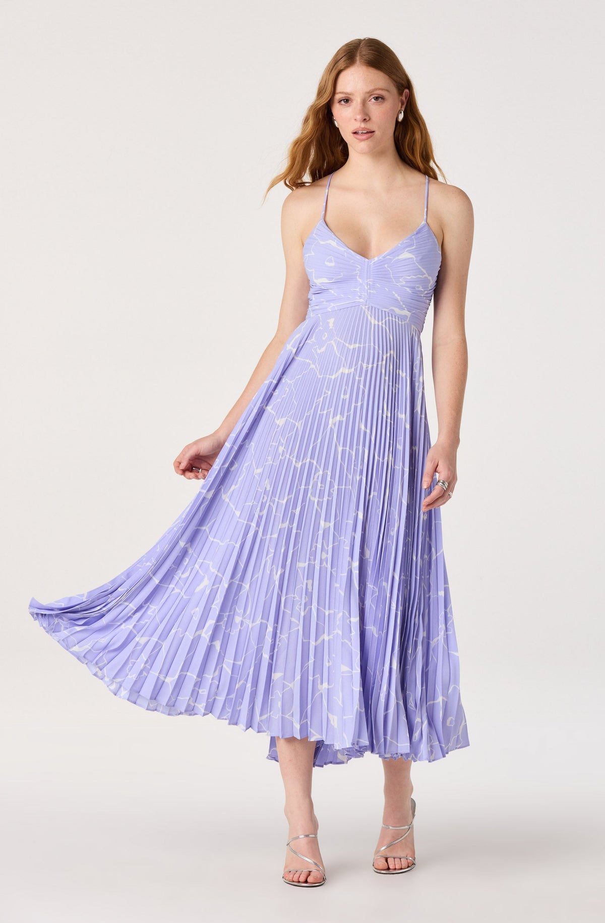 Blythe Floral Plisse Midi Dress- Merge Resort
