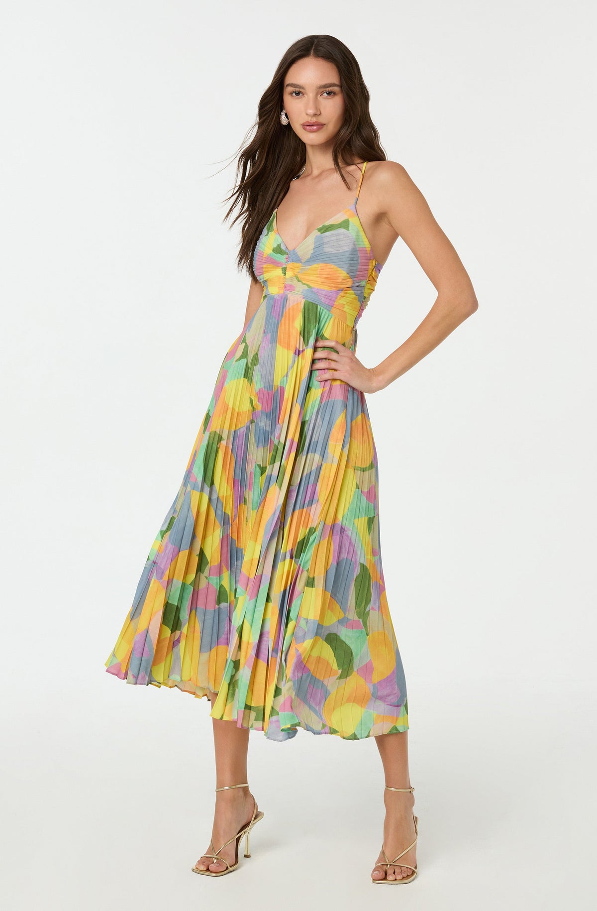 Blythe Floral Plisse Midi Dress