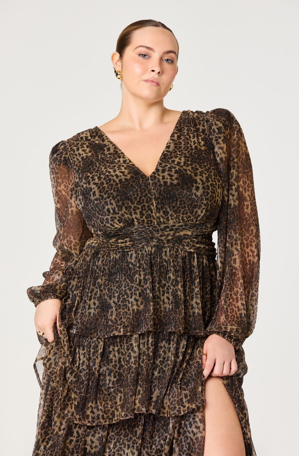Anora Leopard Tiered Maxi Dress