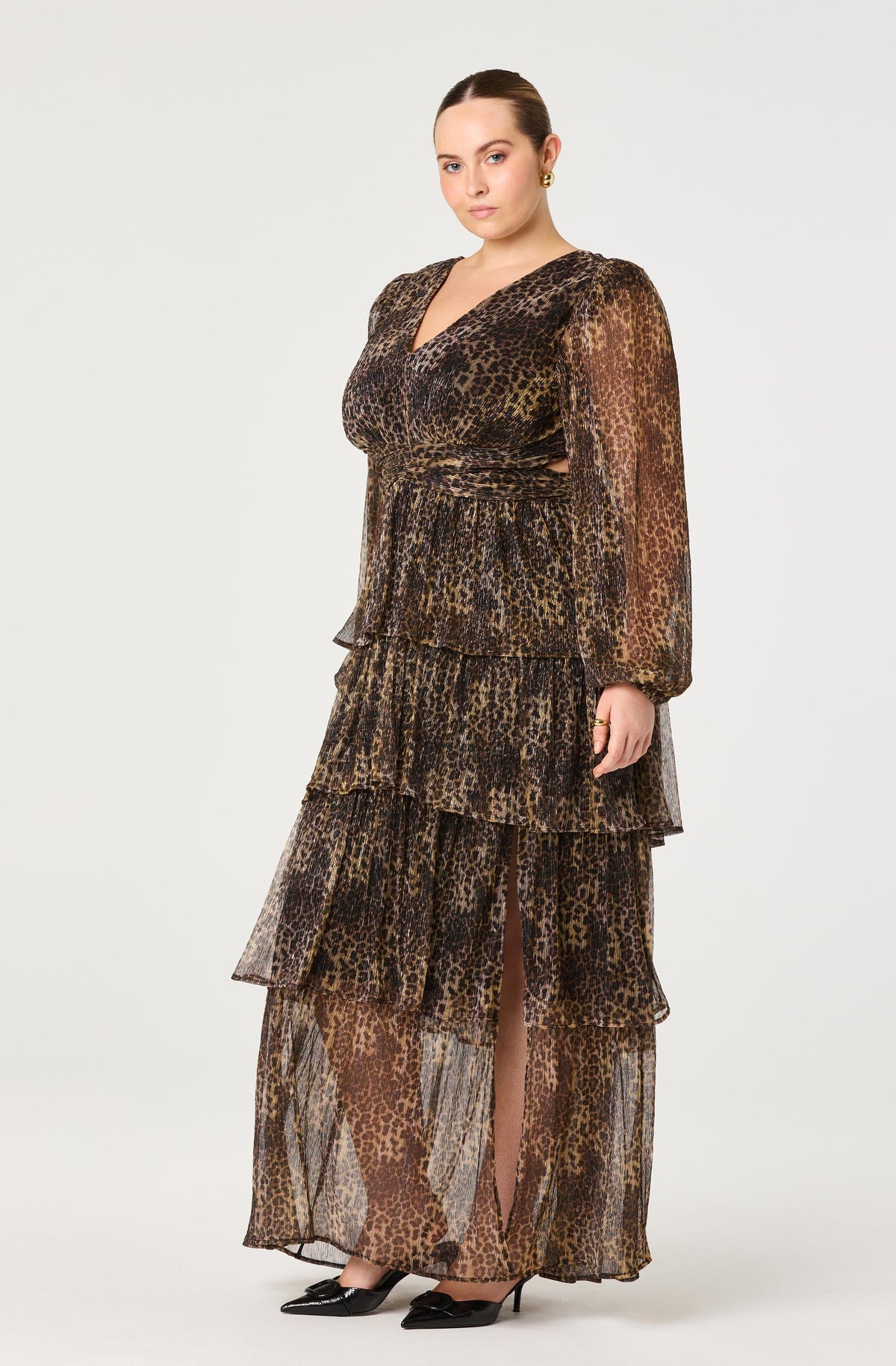 Anora Leopard Tiered Maxi Dress