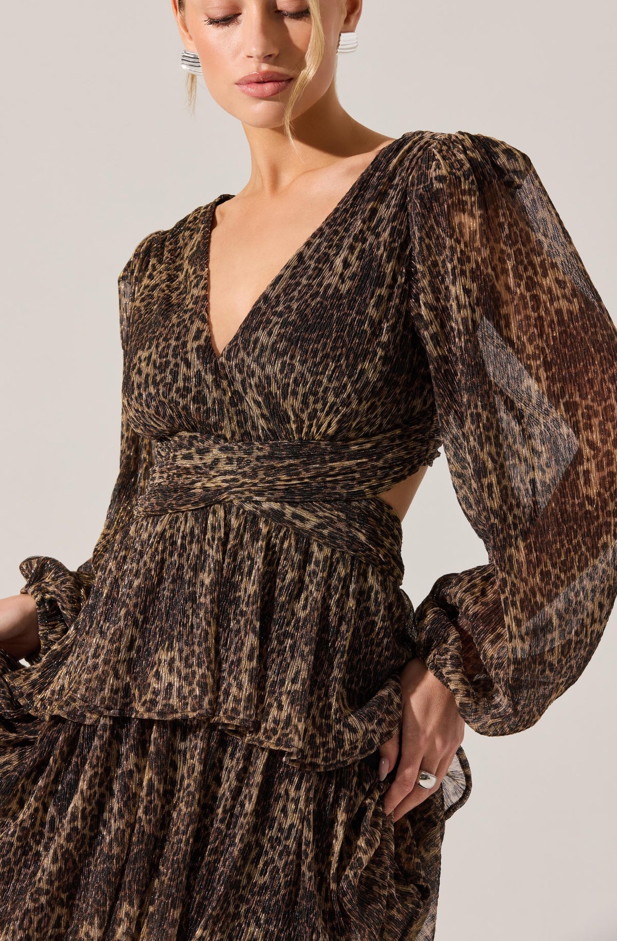 Anora Leopard Tiered Maxi Dress