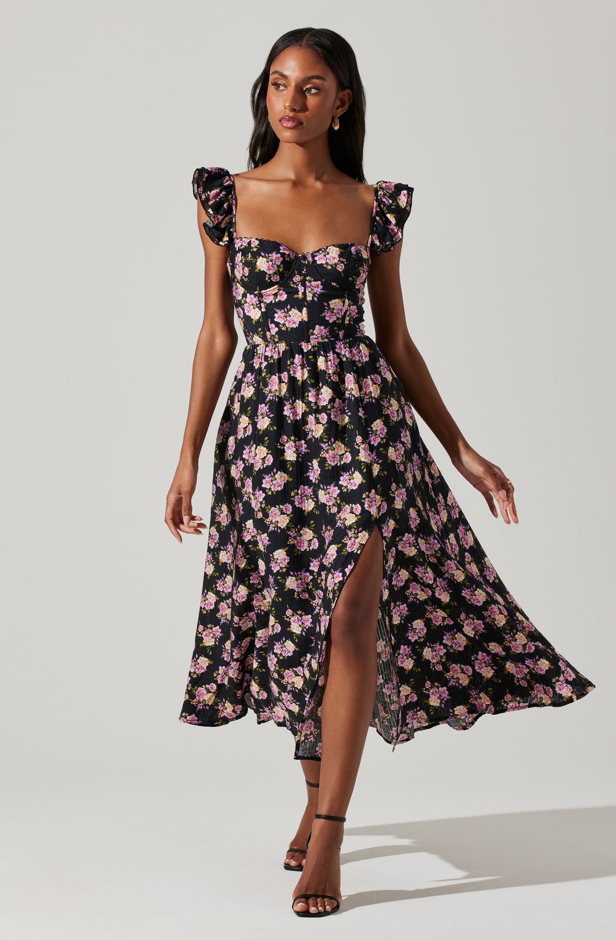 Wedelia Floral Bustier Midi Dress