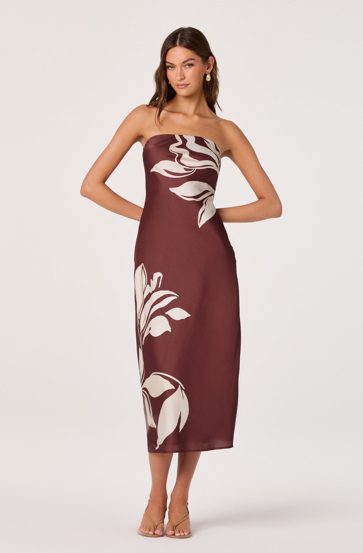 Annabeth Floral Satin Strapless Maxi Dress