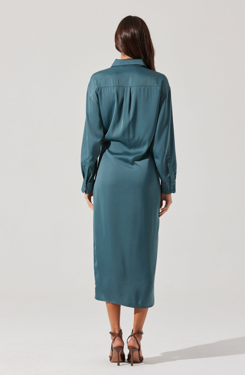 Ira Satin Wrap Shirt Dress