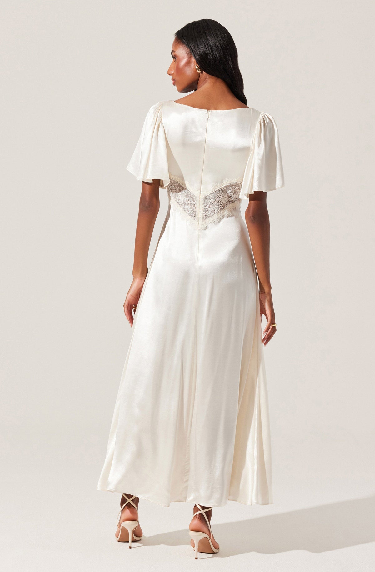 Aurelia Satin V-Neck Midi Dress