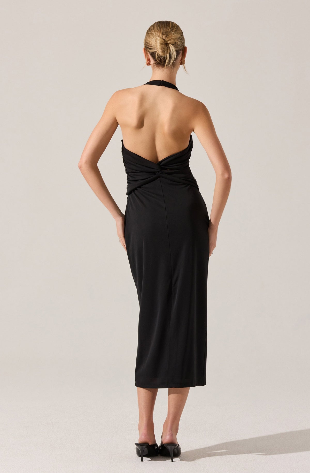 Zaira Ruched Halter Midi Dress