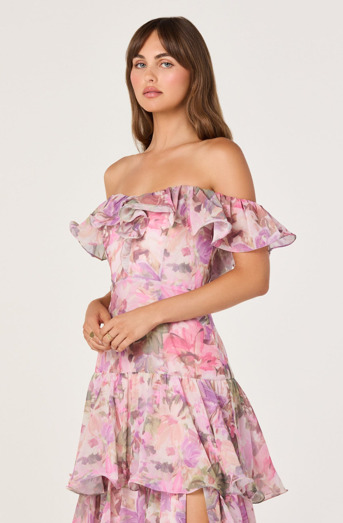 Wilder Off-the-Shoulder Chiffon Maxi Dress