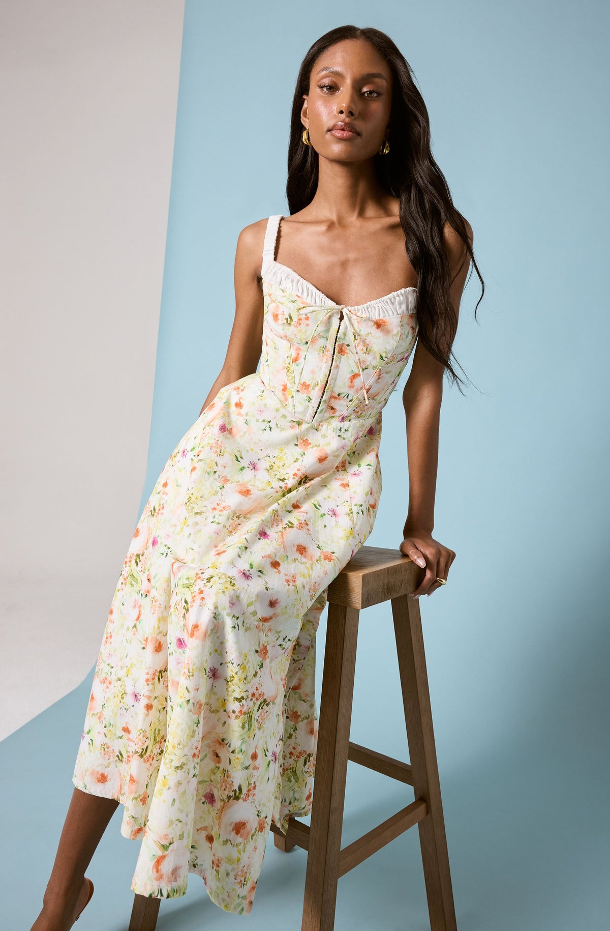 Julietta Floral Corset Midi Dress