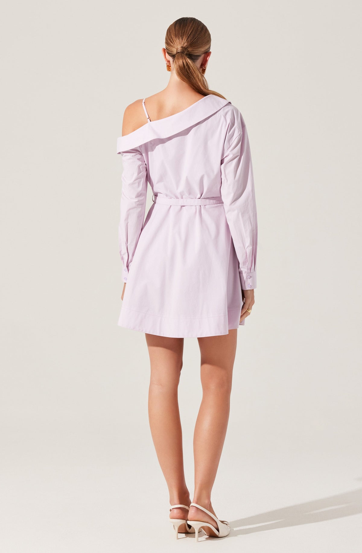 Aveni Off Shoulder Mini Shirt Dress