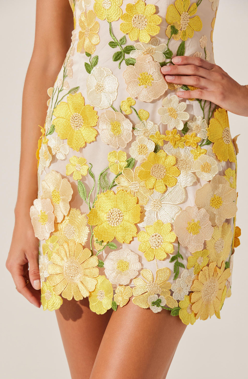 Aisha Floral Appliqué Mini Dress