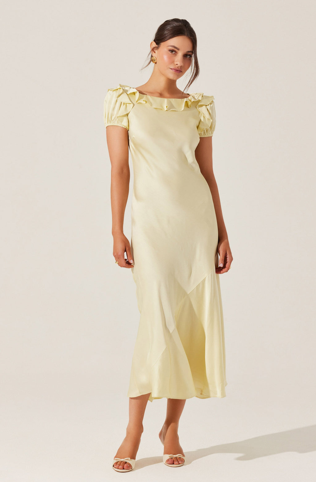 Auden Satin Ruffle Midi dress