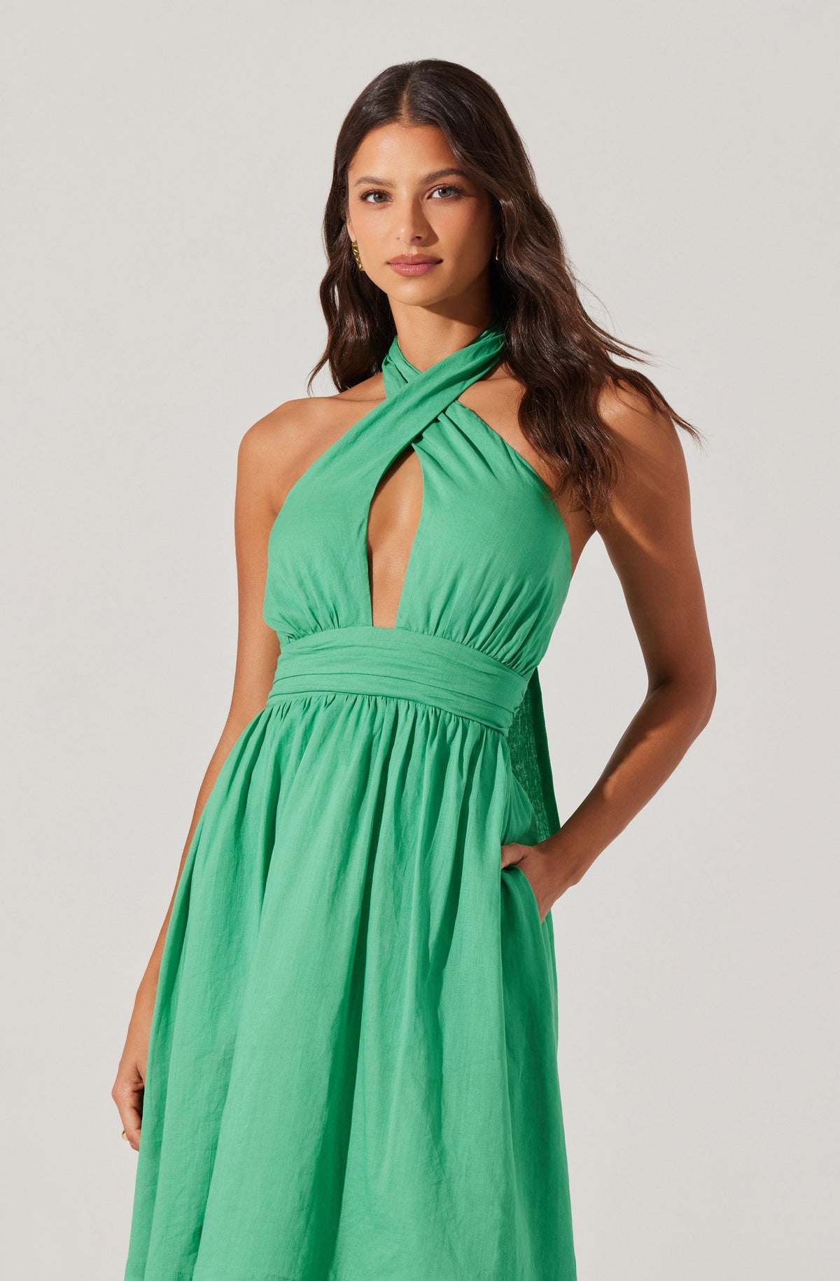 Kalia Crossover Halter Mini Dress