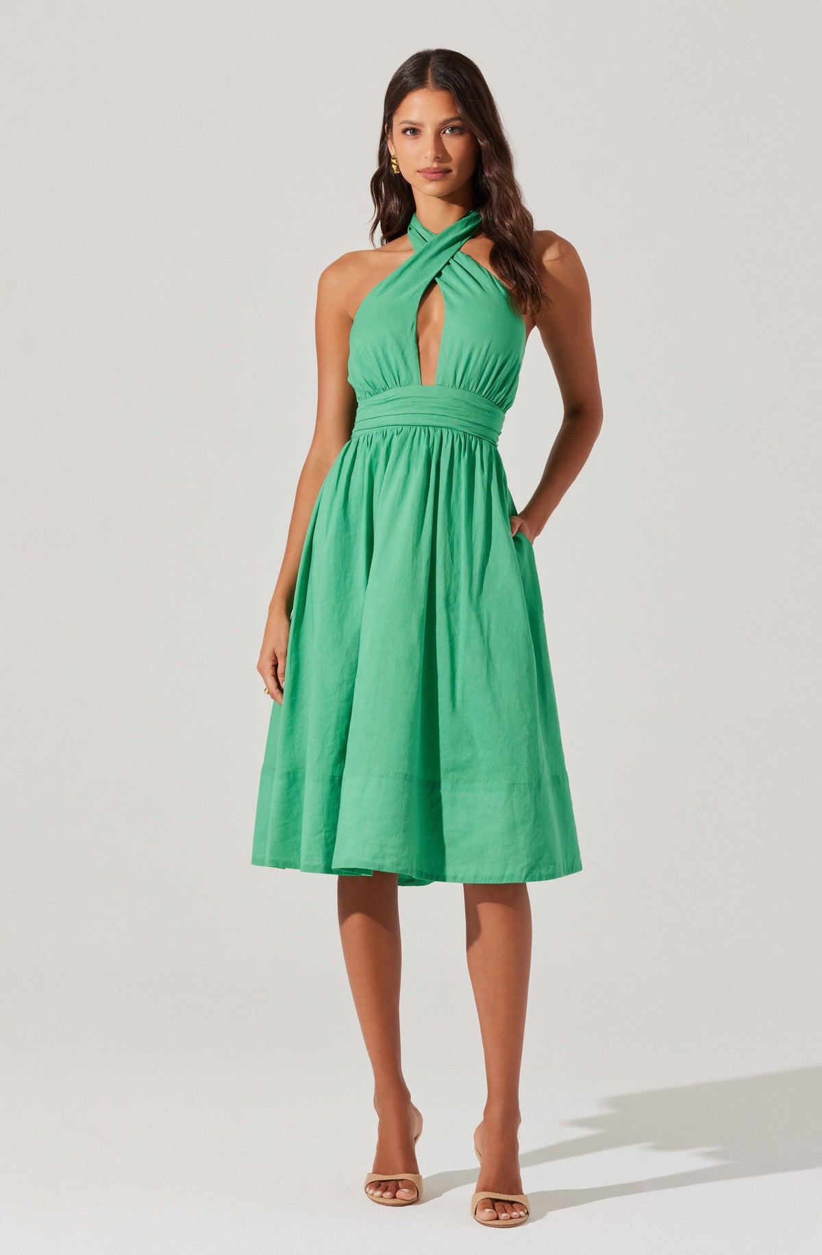 Kalia Crossover Halter Mini Dress