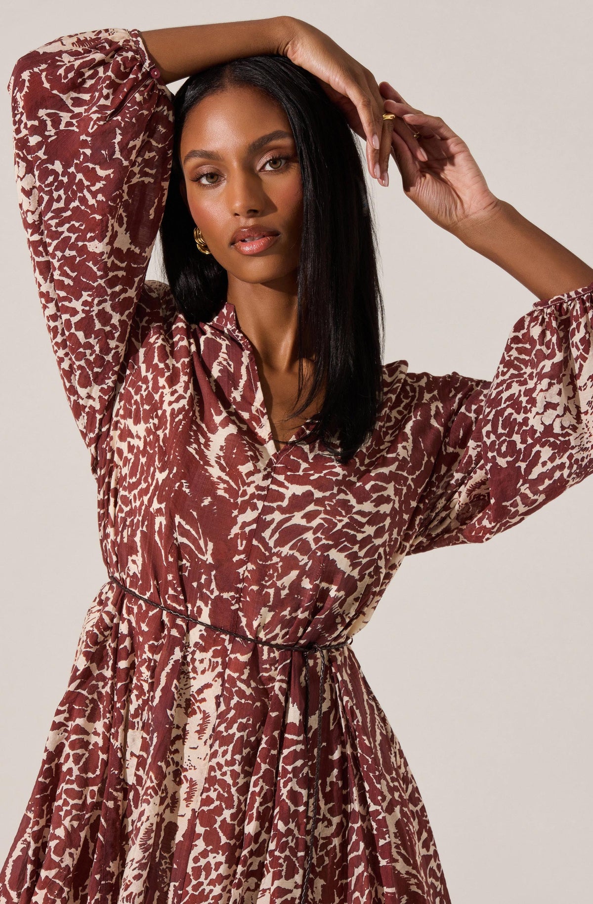 Marisela Belted V-Neck Mini Dress
