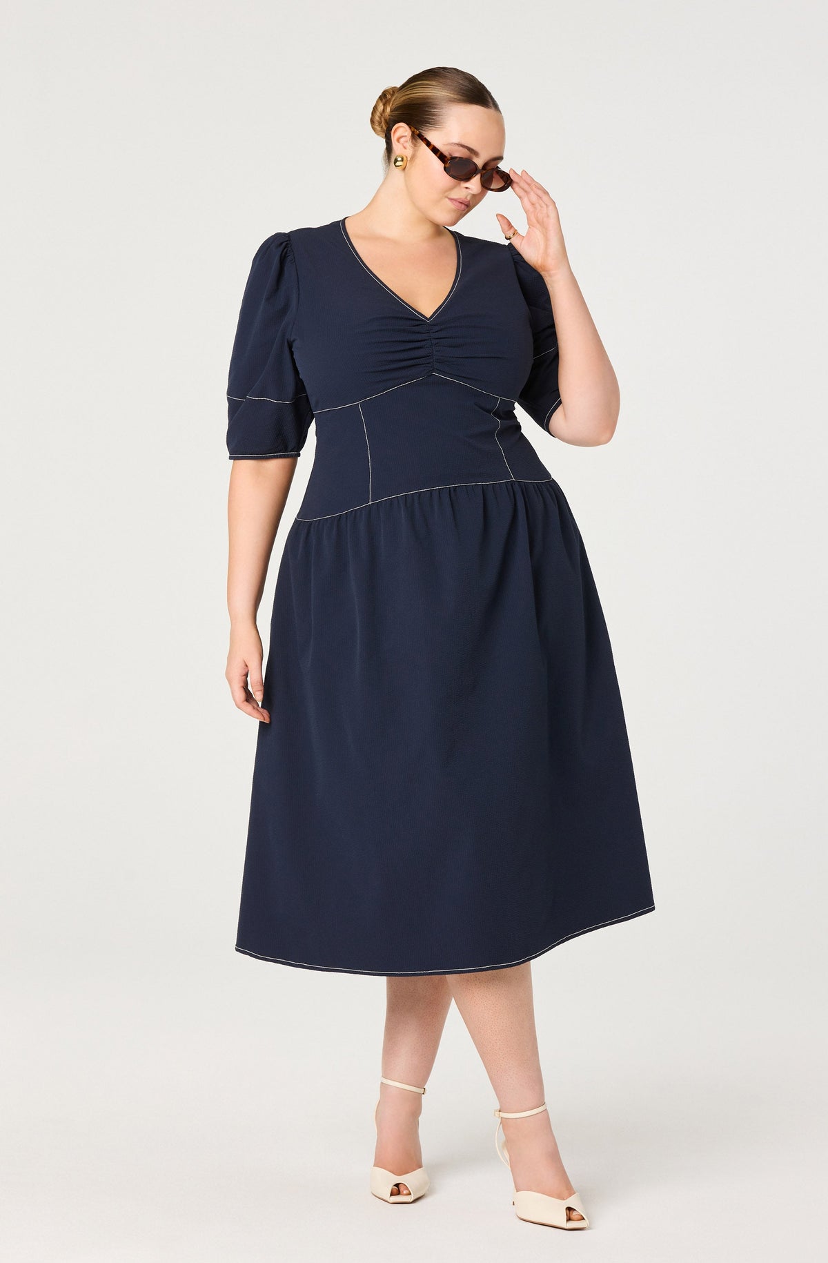 Samarra Contrast Stitch Midi Dress