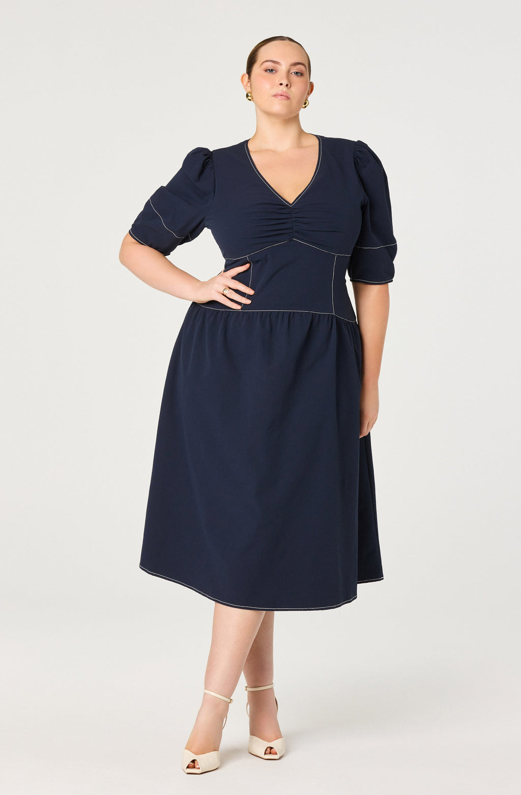 Samarra Contrast Stitch Midi Dress