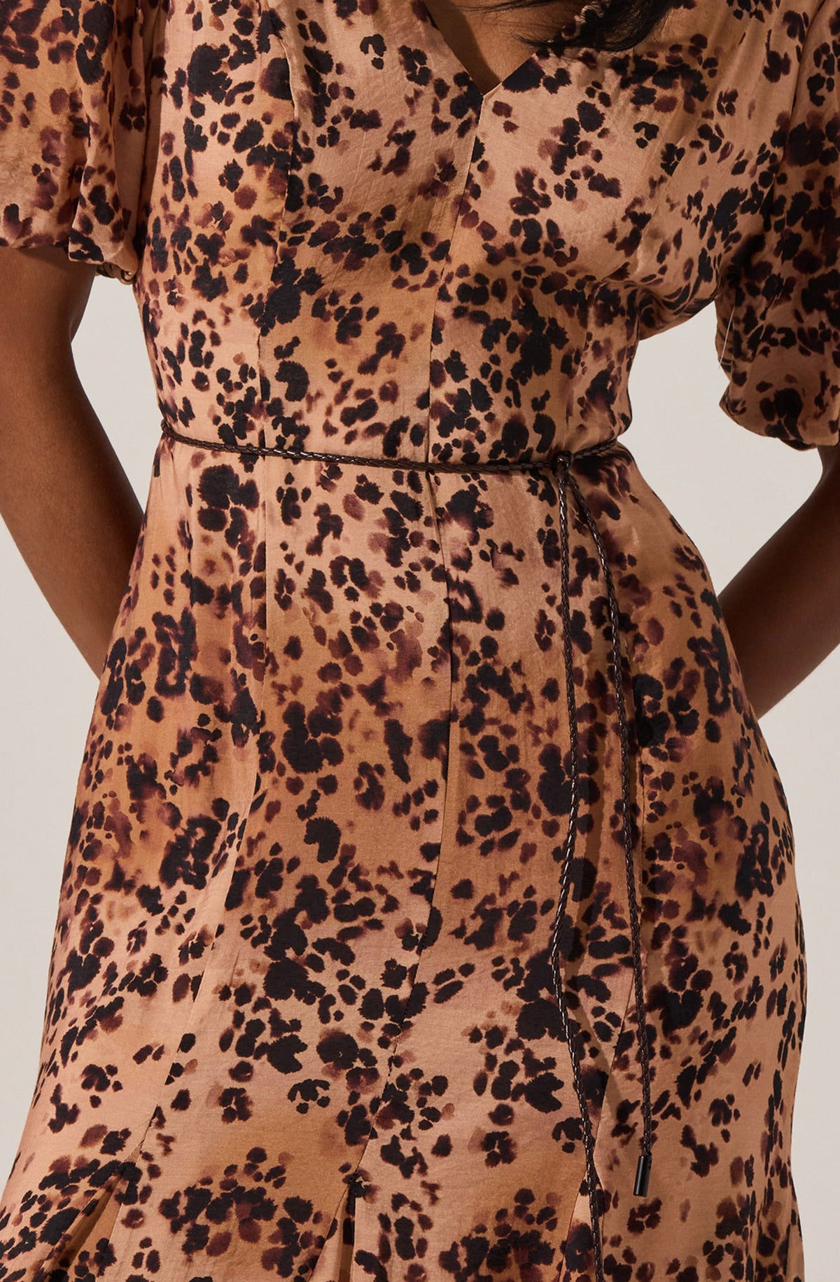 Lavena V-Neck Puff Sleeve Midi Dress