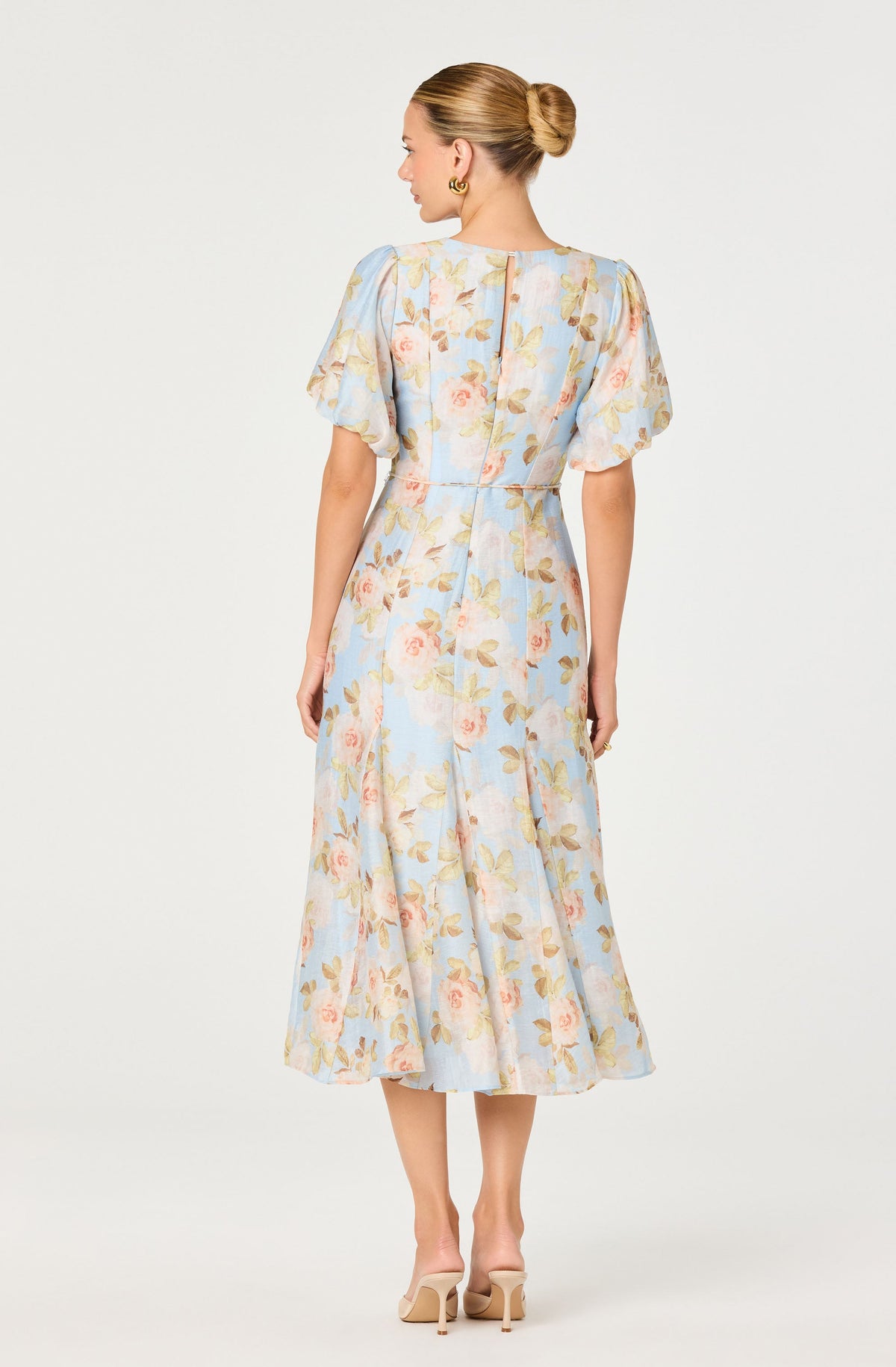 Lavena Floral Balloon Sleeve Midi Dress