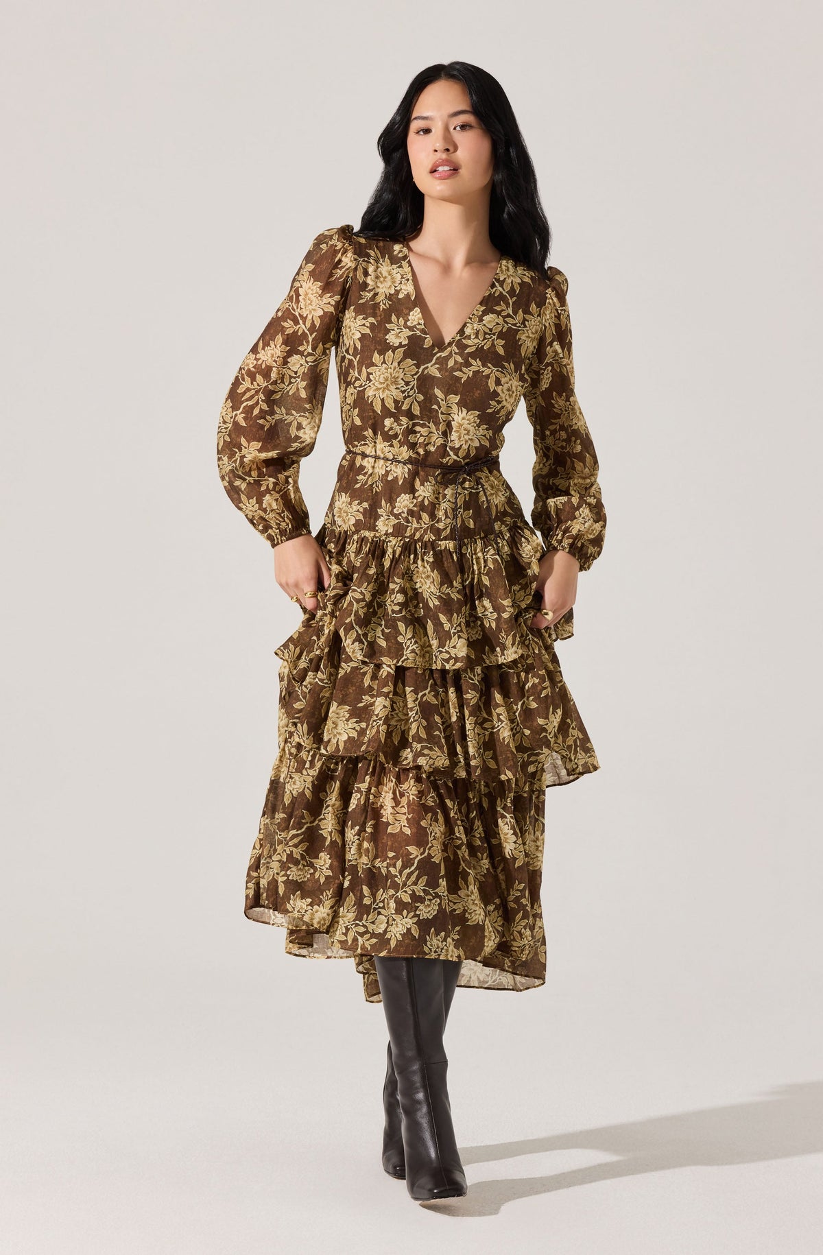 Franchesca Tiered Ruffle Floral Maxi Dress