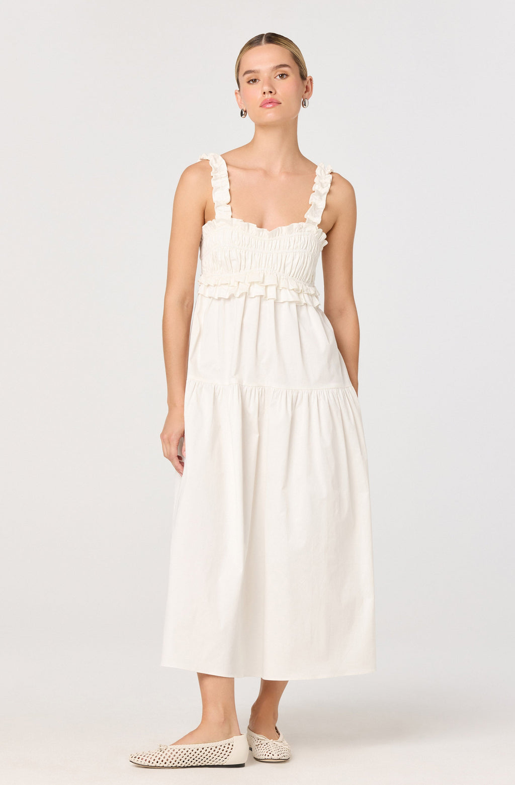 Orenthia Ruffle-Strap Smocked Maxi Dress