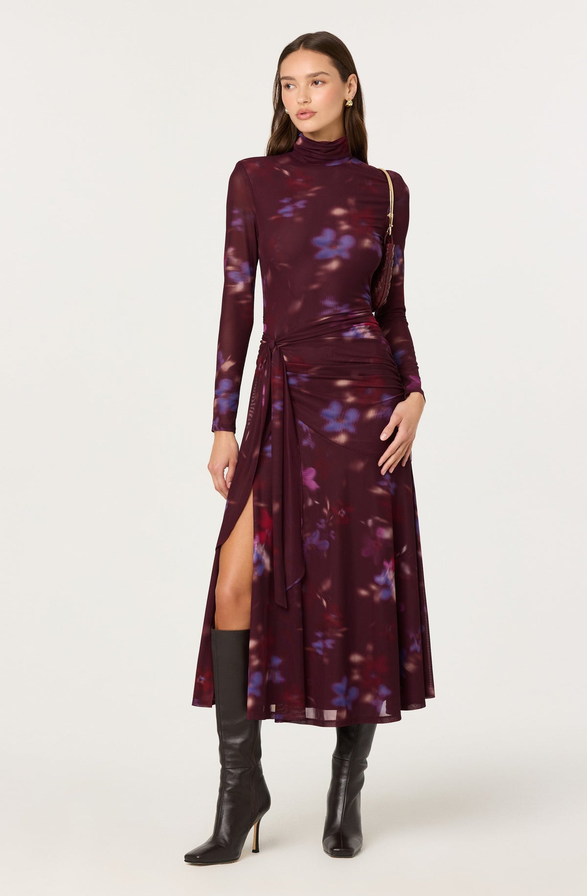 Aubriella Floral Mesh Midi Dress