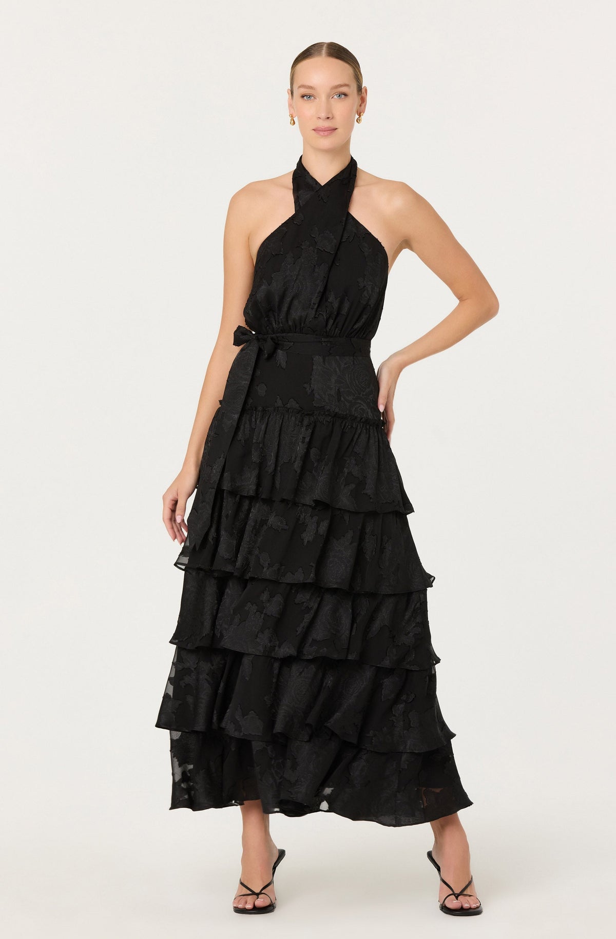 Adamaris Tiered Halter Maxi Dress