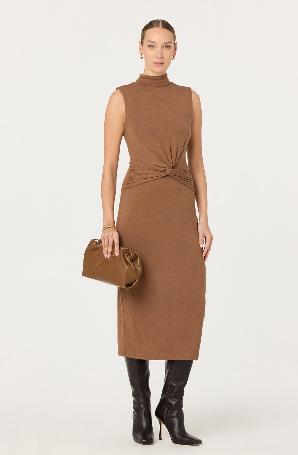 Riana Turtleneck Twist Front Maxi Dress
