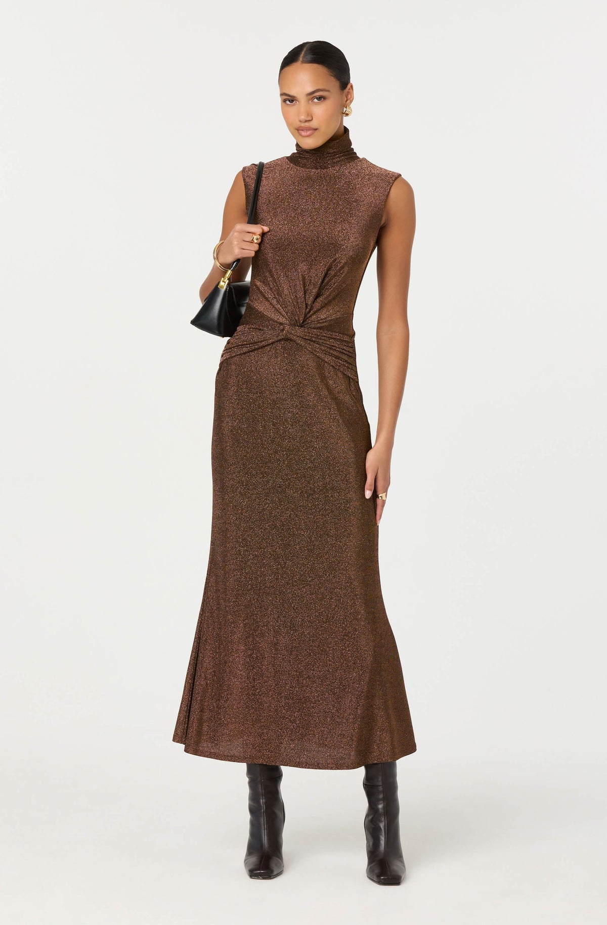 Riana Metallic Twist Front Maxi Dress