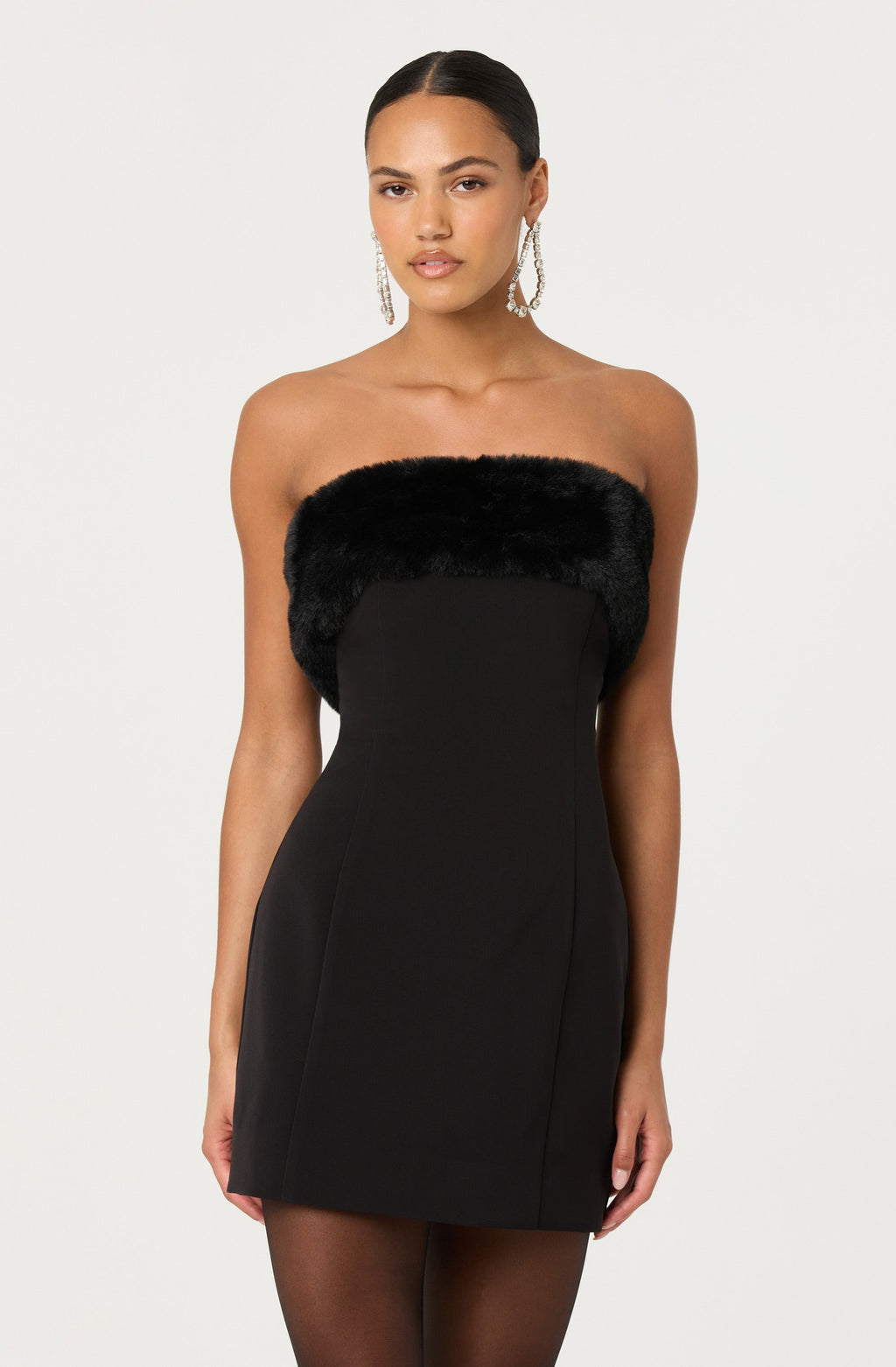 Amya Strapless Faux Fur Dress