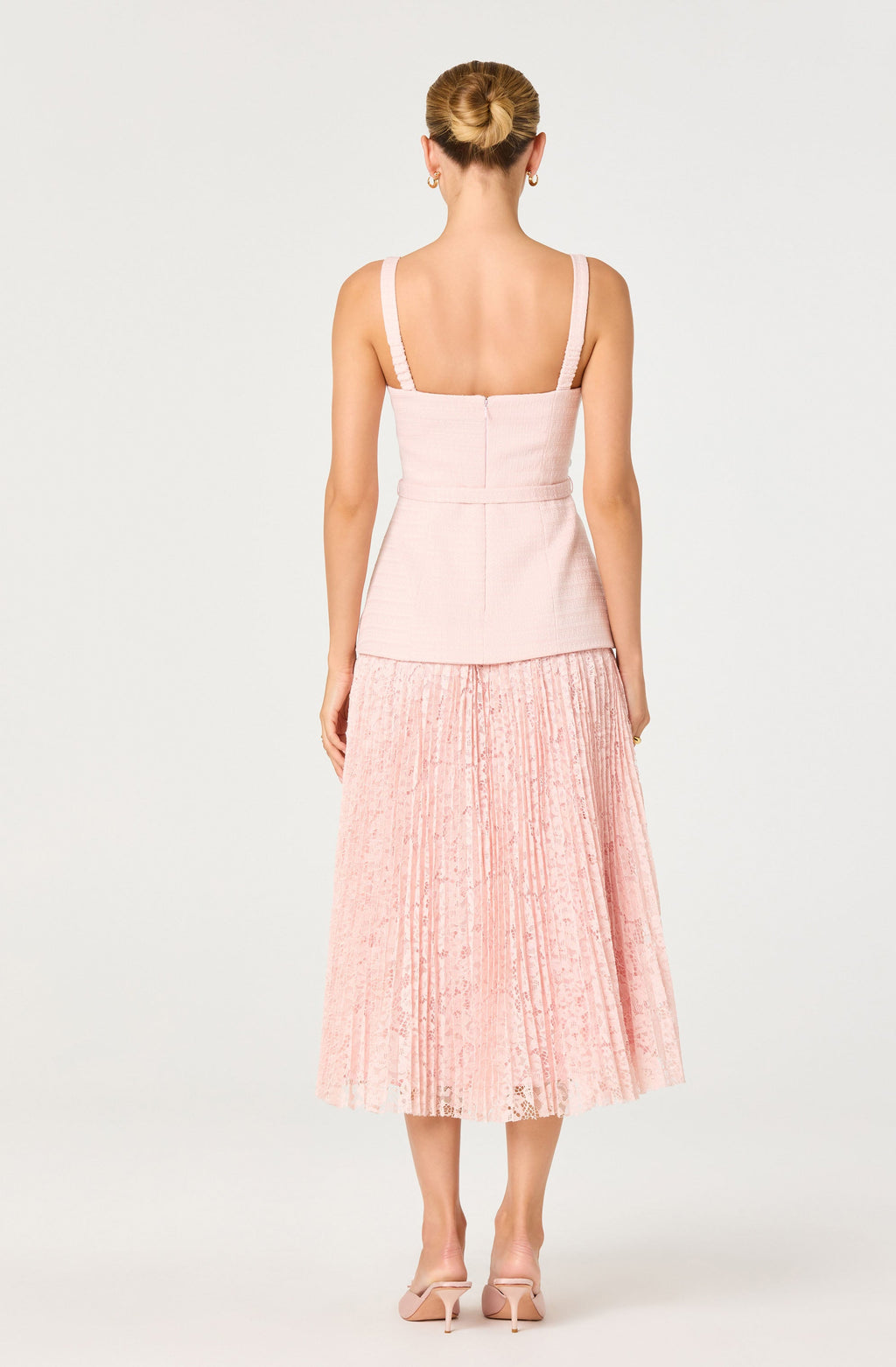 Caitlin Mixed Media Tweed Midi Dress