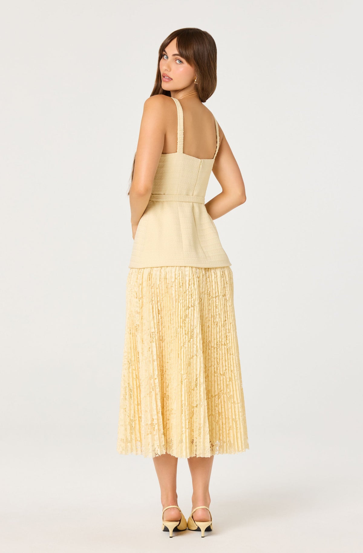 Caitlin Mixed Media Tweed Midi Dress