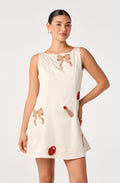 Ryan Beaded Applique Satin Mini Dress