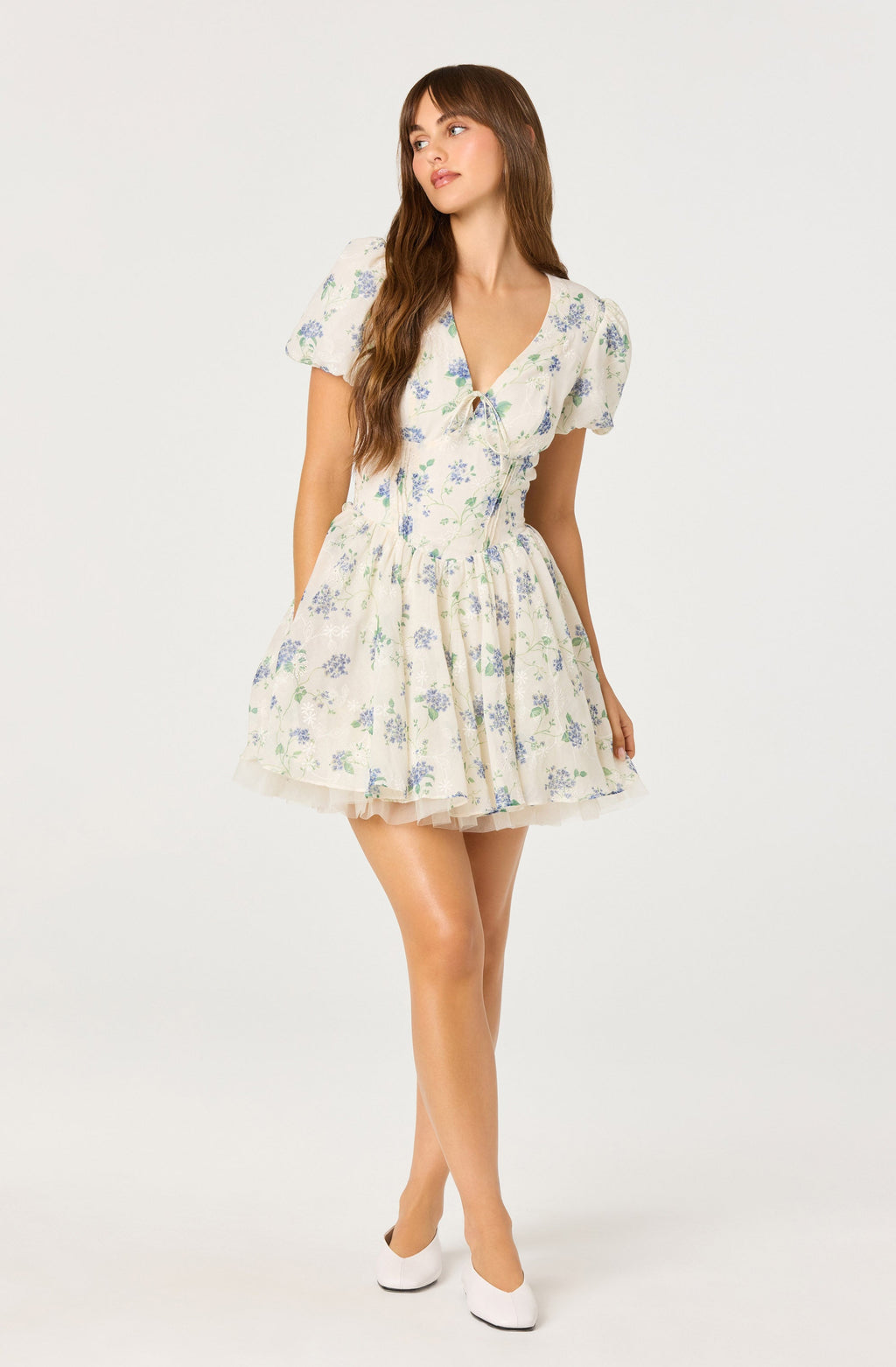 Sommer Floral Puff Sleeve Mini Dress