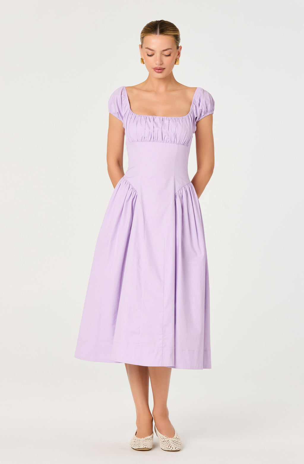 Adilene Cotton Milkmaid Midi Dress