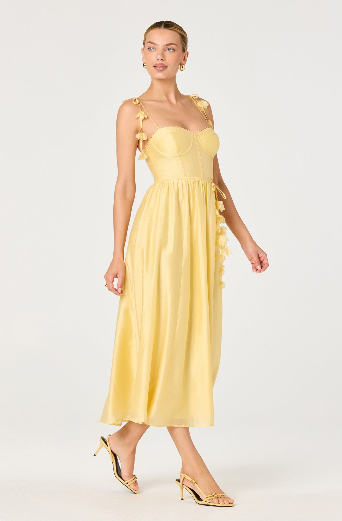Halcyon 3D Flower Appliqué Midi Dress