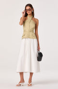Aleda Faux Two-Piece Belted Midi Dress