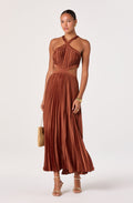 Vera Cutout High-Neck Satin Maxi Dress