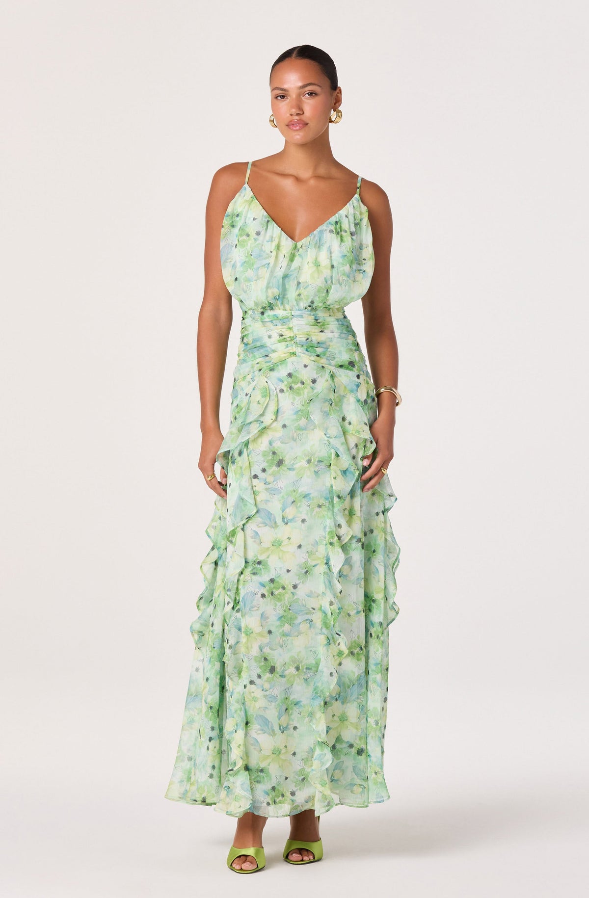 Brianna Ruffle Chiffon Maxi Dress