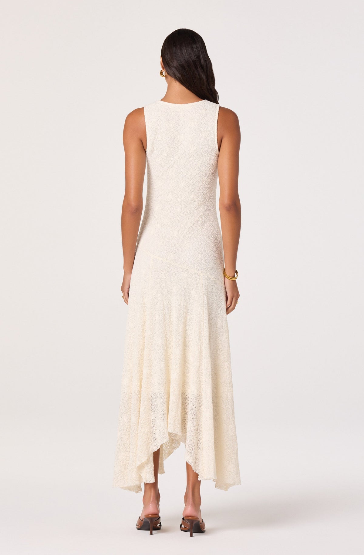 Freida Lace Knit Asymmetric Midi Dress
