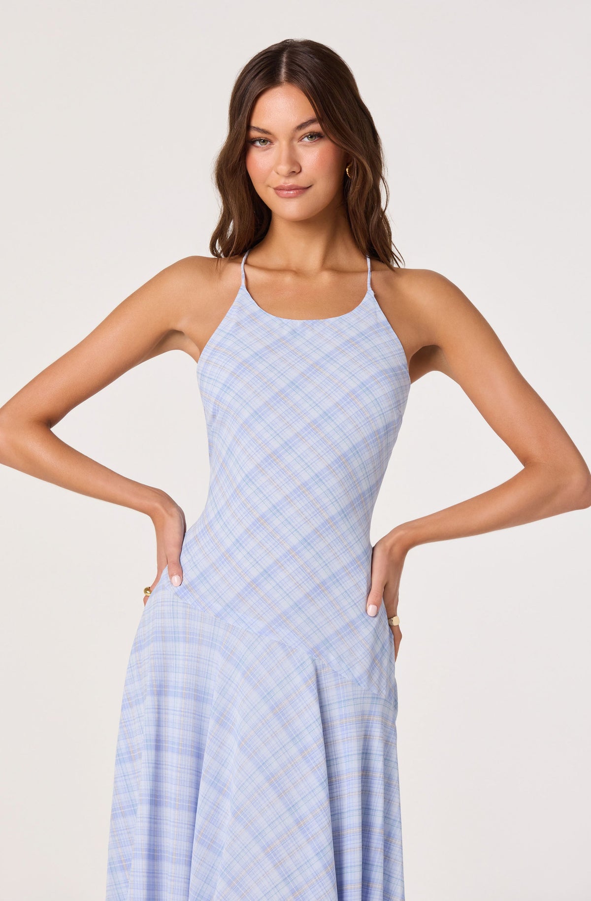Ginny Plaid Halter Midi Dress