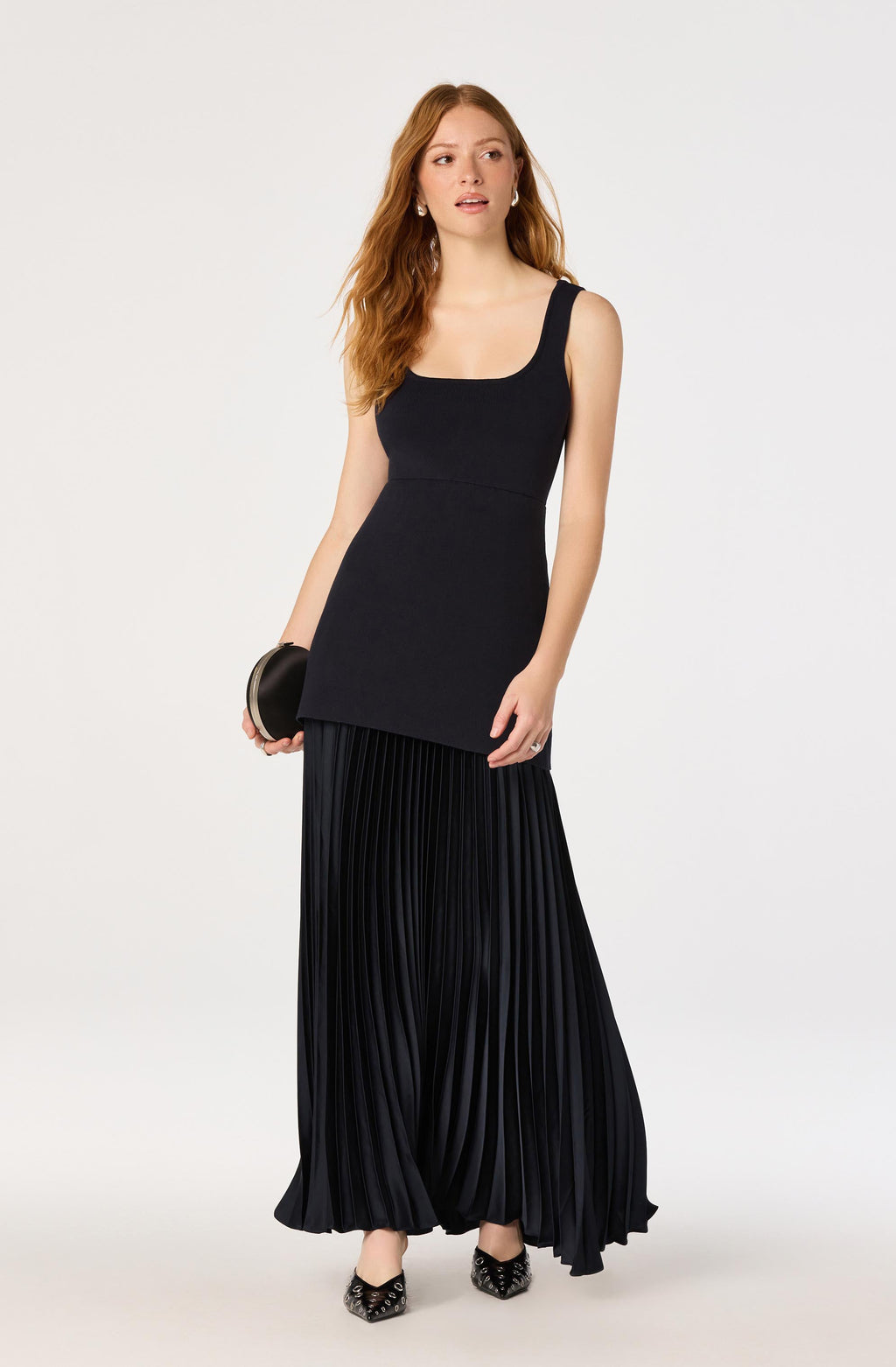 Adison Drop Waist Pleated Maxi Dress