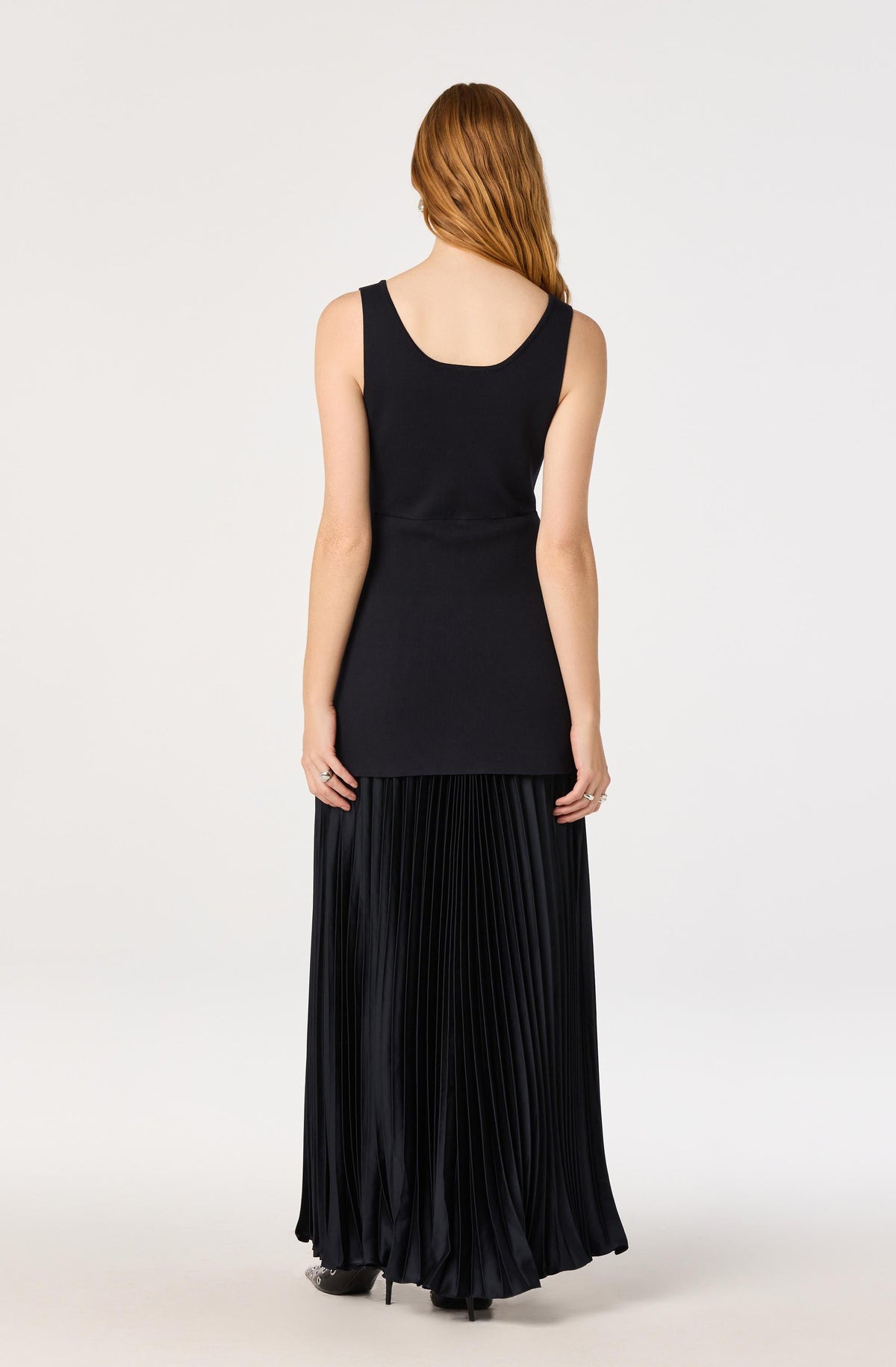 Adison Drop Waist Pleated Maxi Dress