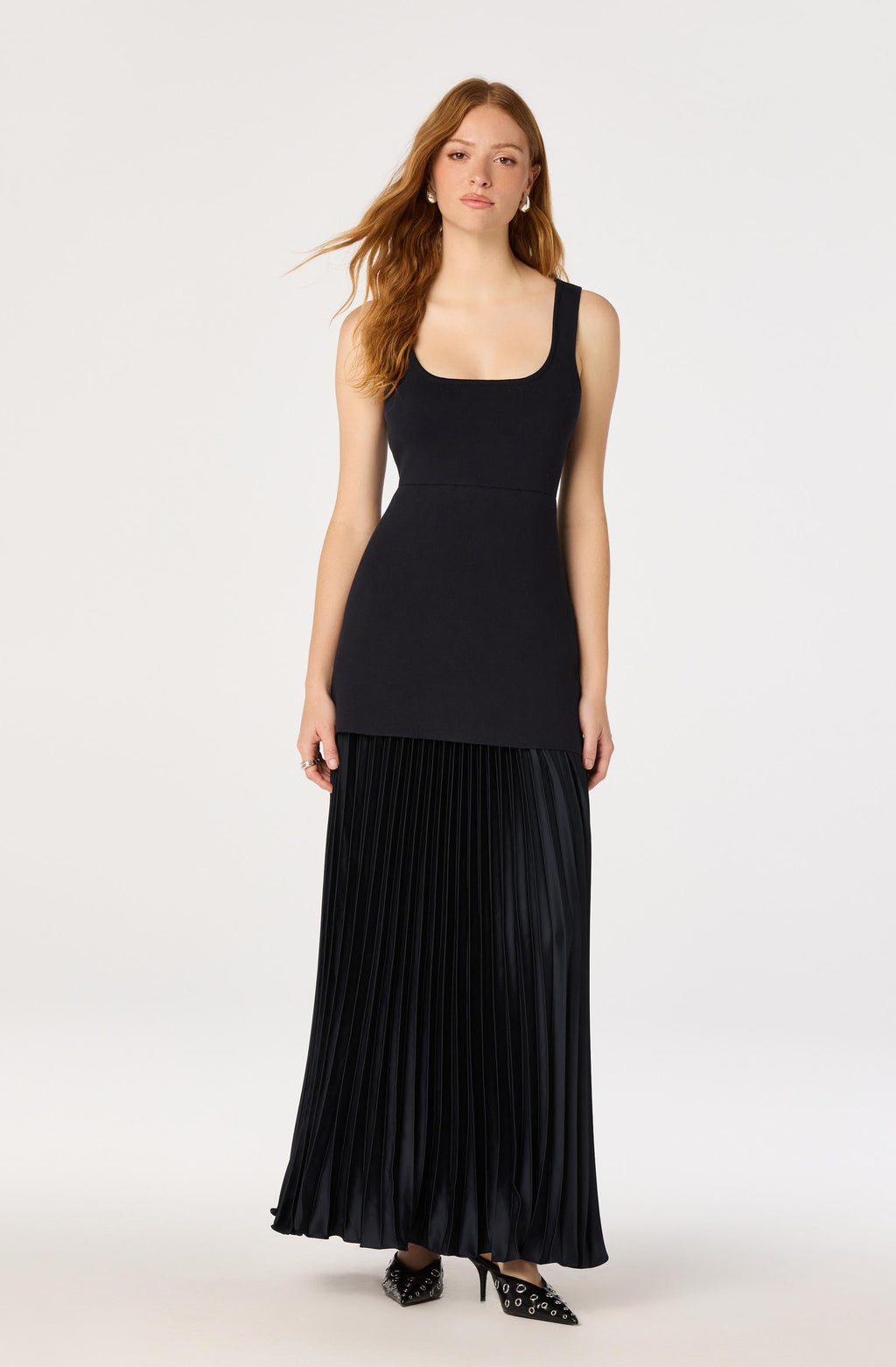 Adison Drop Waist Pleated Maxi Dress