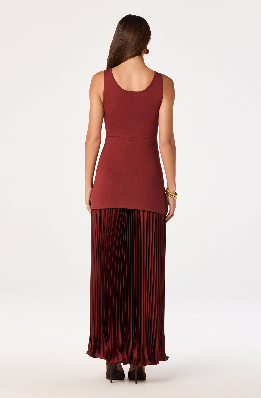 Adison Drop Waist Pleated Maxi Dress