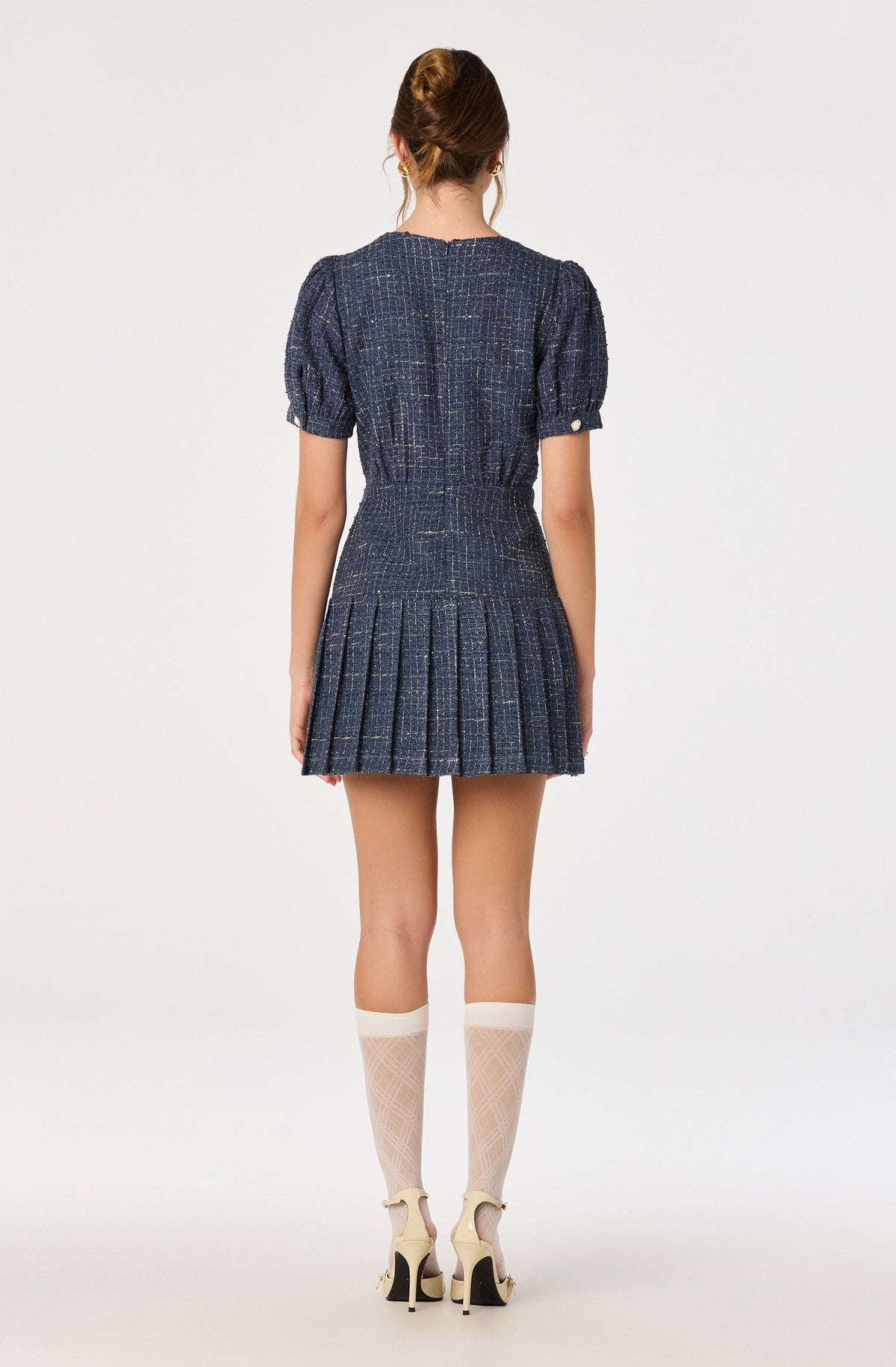 Brenlee Tweed Pleated Mini Dress