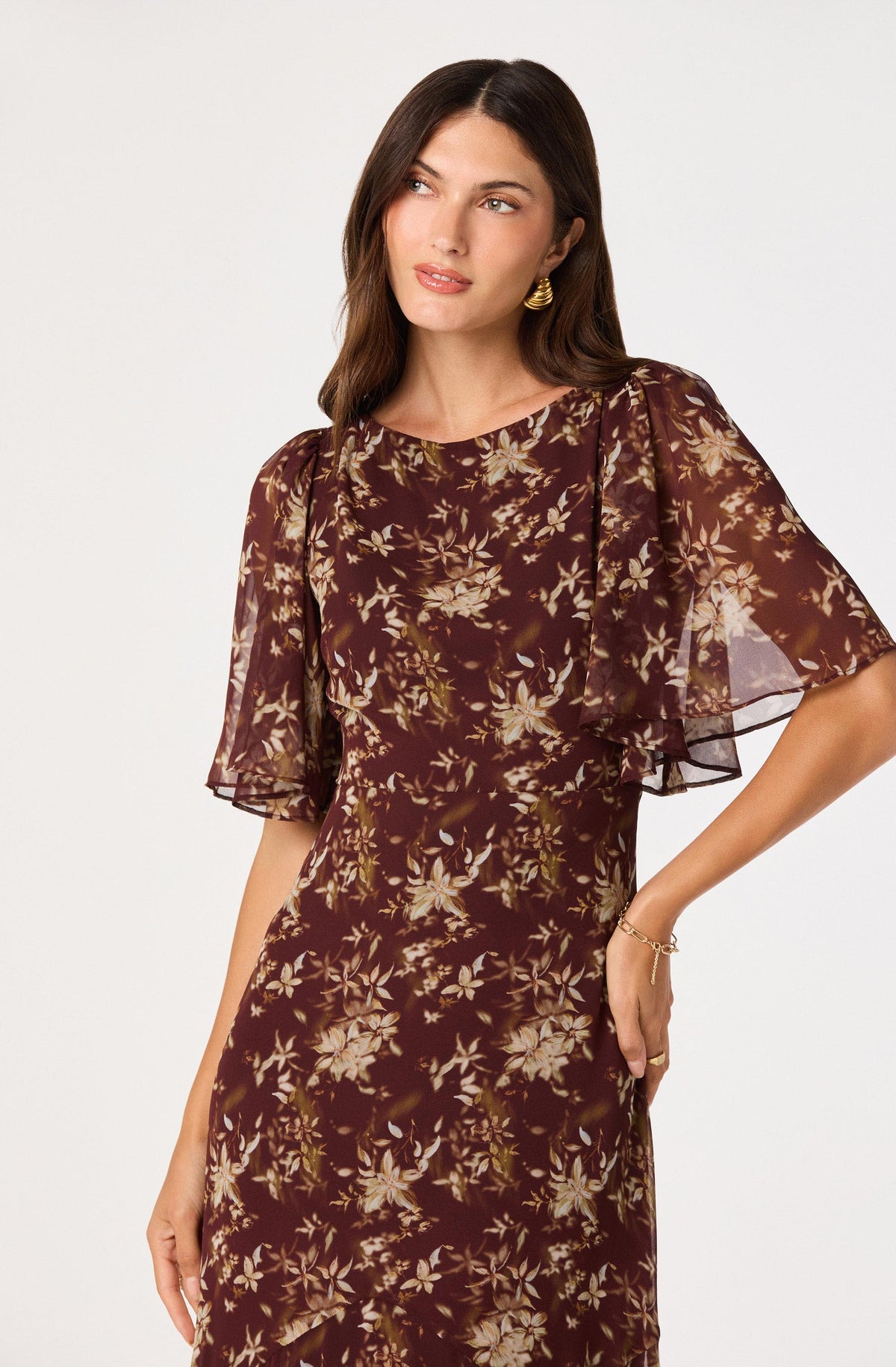 Aria Floral Butterfly Sleeve Maxi Dress
