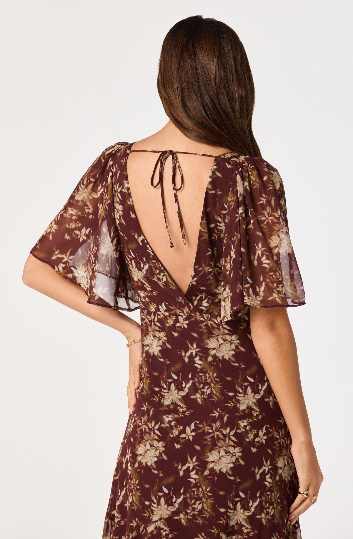 Aria Floral Butterfly Sleeve Maxi Dress